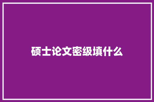 硕士论文密级填什么