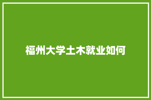 福州大学土木就业如何