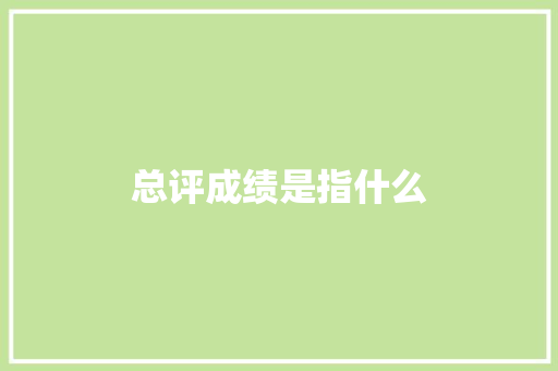 总评成绩是指什么