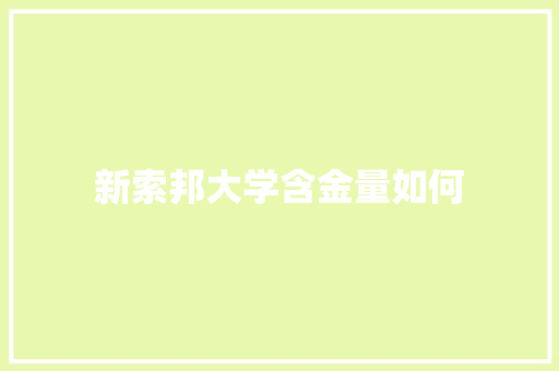 新索邦大学含金量如何