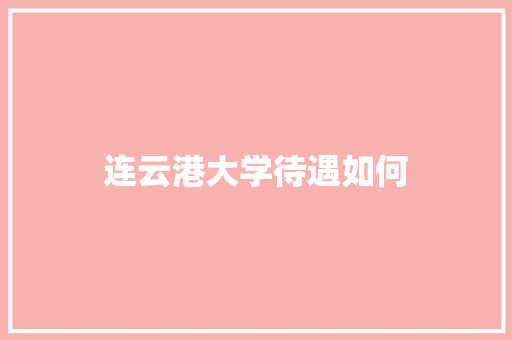 连云港大学待遇如何