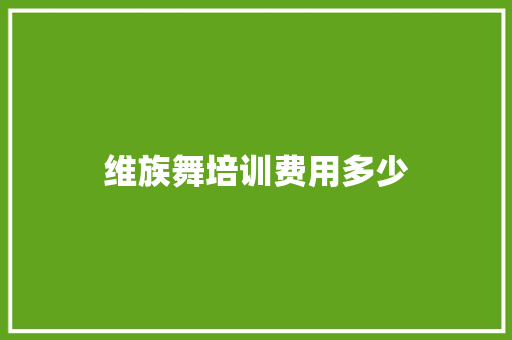 维族舞培训费用多少