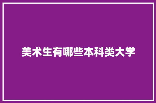 美术生有哪些本科类大学