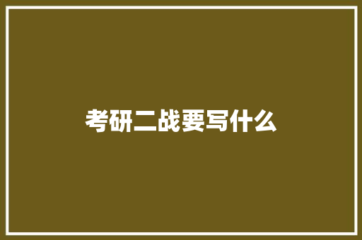 考研二战要写什么