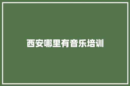 西安哪里有音乐培训