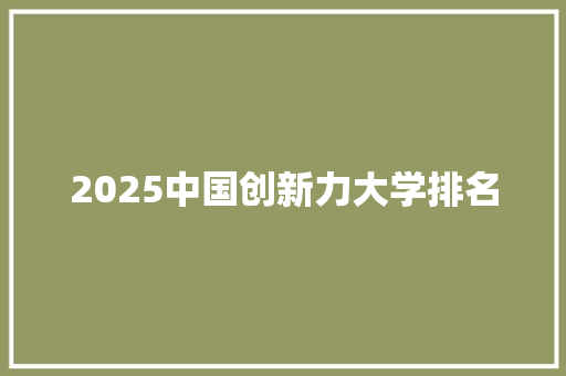 2025中国创新力大学排名