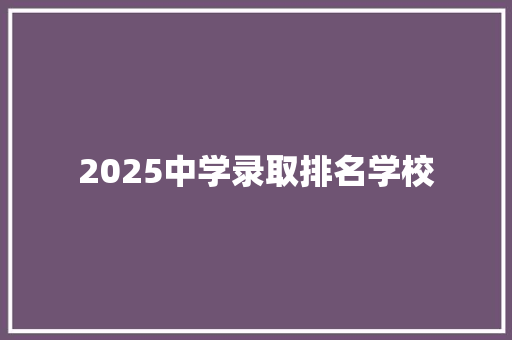 2025中学录取排名学校