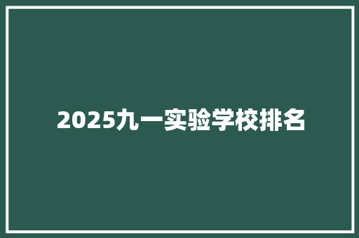 2025九一实验学校排名