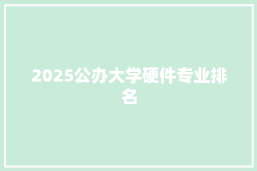 2025公办大学硬件专业排名