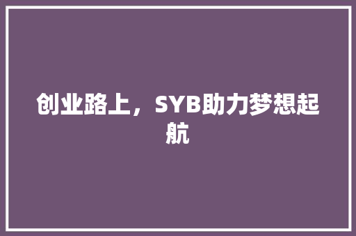 创业路上，SYB助力梦想起航