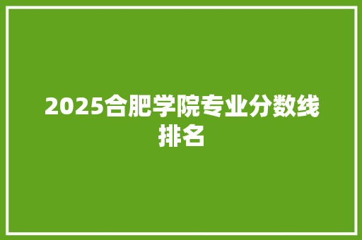 2025合肥学院专业分数线排名