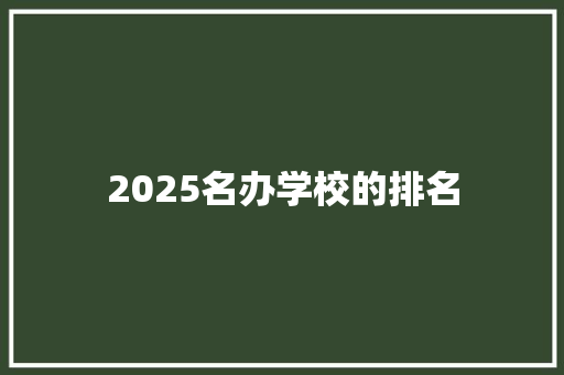 2025名办学校的排名