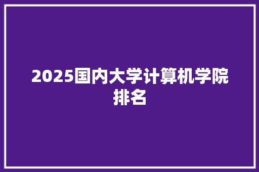 2025国内大学计算机学院排名