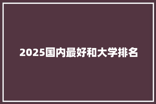 2025国内最好和大学排名