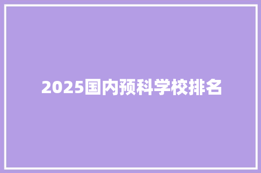 2025国内预科学校排名