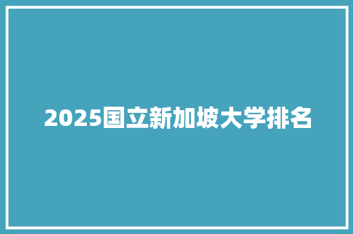 2025国立新加坡大学排名