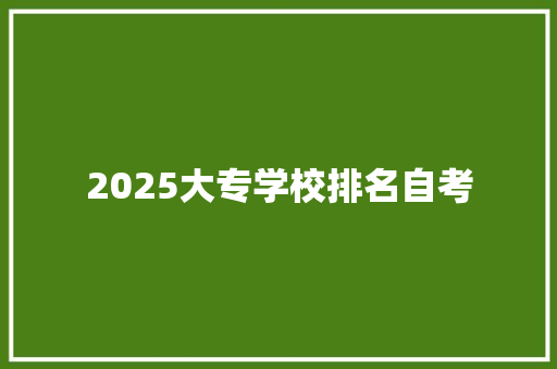 2025大专学校排名自考