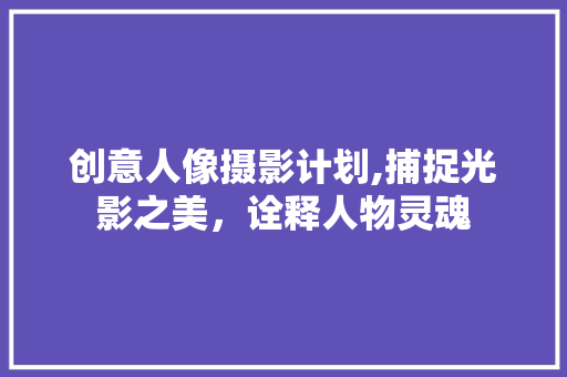 创意人像摄影计划,捕捉光影之美，诠释人物灵魂