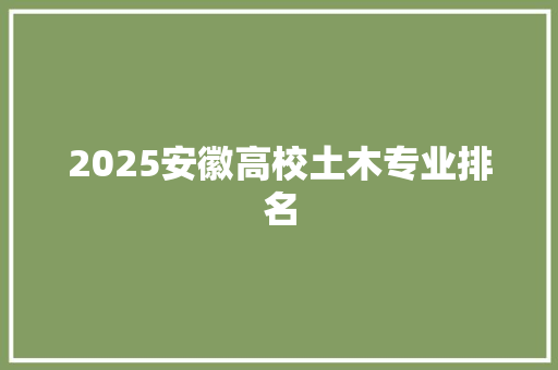 2025安徽高校土木专业排名