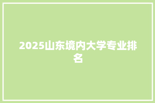 2025山东境内大学专业排名