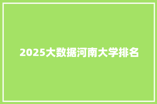 2025大数据河南大学排名