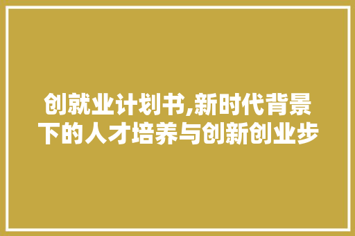 创就业计划书,新时代背景下的人才培养与创新创业步骤