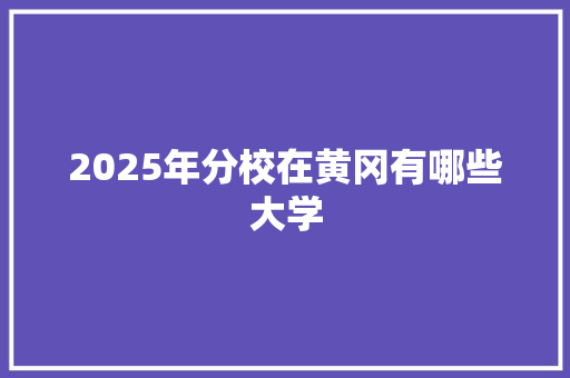 2025年分校在黄冈有哪些大学