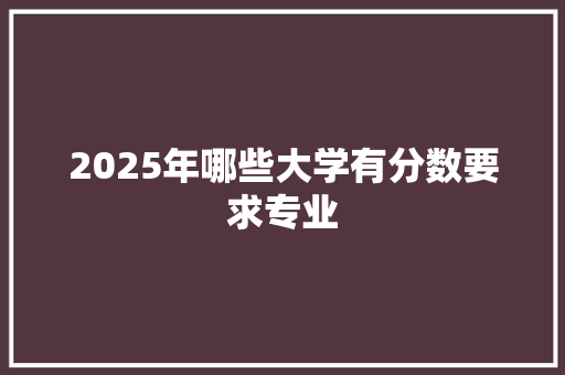 2025年哪些大学有分数要求专业