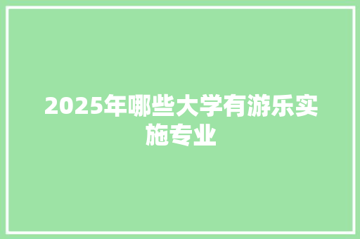 2025年哪些大学有游乐实施专业