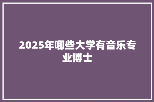 2025年哪些大学有音乐专业博士