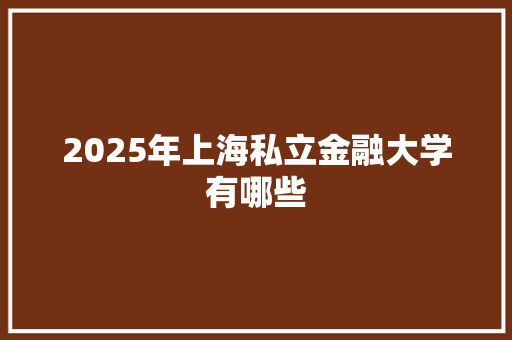2025年上海私立金融大学有哪些