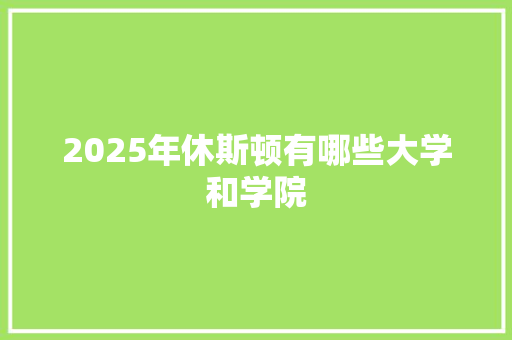 2025年休斯顿有哪些大学和学院