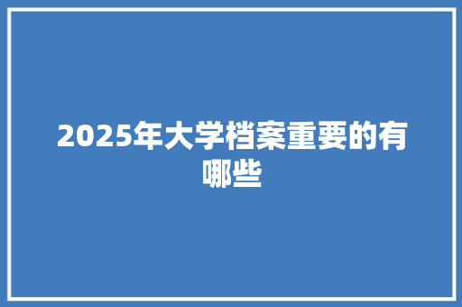 2025年大学档案重要的有哪些