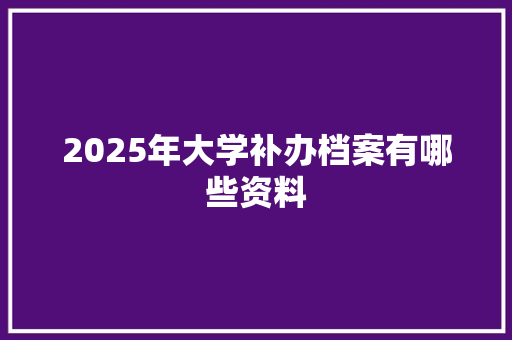 2025年大学补办档案有哪些资料