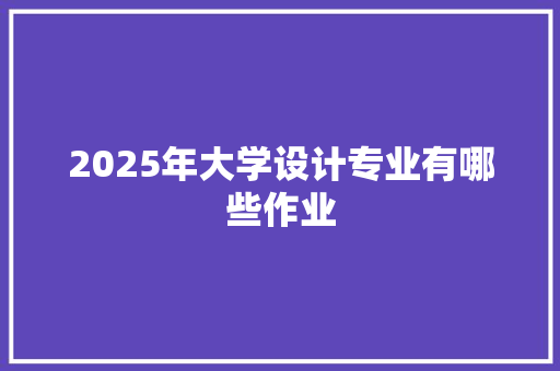 2025年大学设计专业有哪些作业