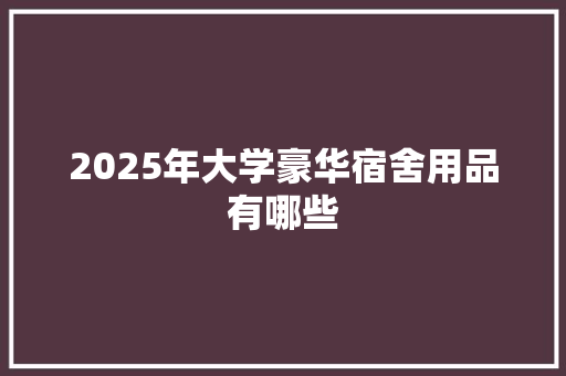 2025年大学豪华宿舍用品有哪些