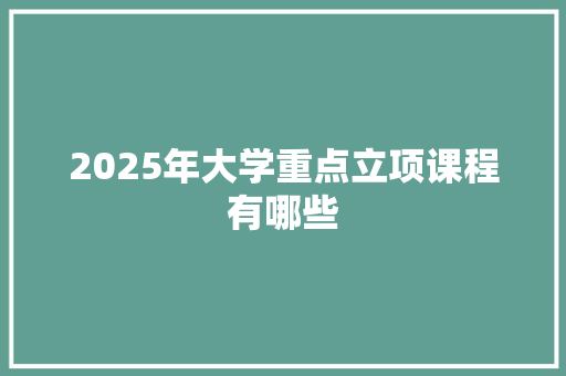 2025年大学重点立项课程有哪些