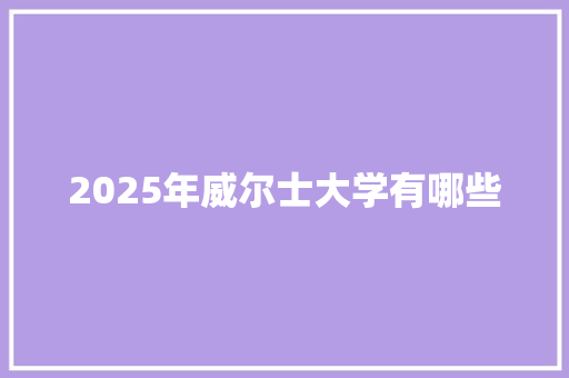 2025年威尔士大学有哪些