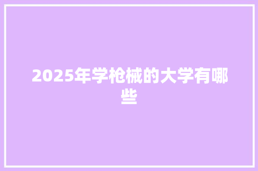 2025年学枪械的大学有哪些