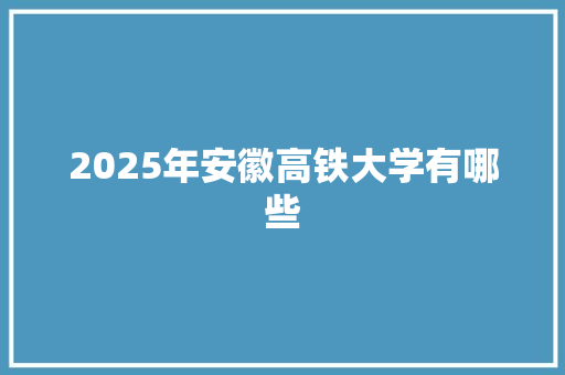 2025年安徽高铁大学有哪些