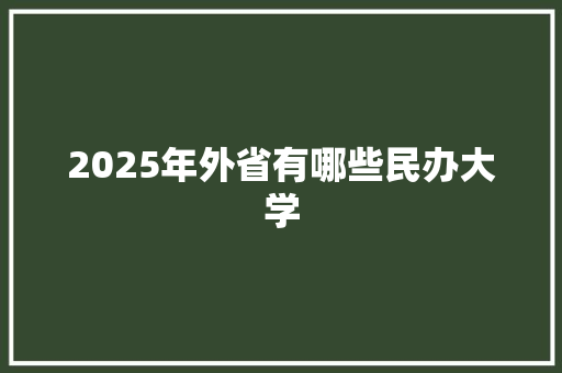 2025年外省有哪些民办大学