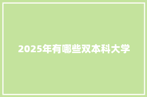 2025年有哪些双本科大学