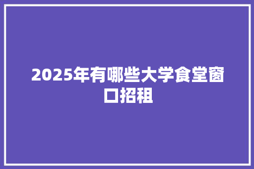2025年有哪些大学食堂窗口招租