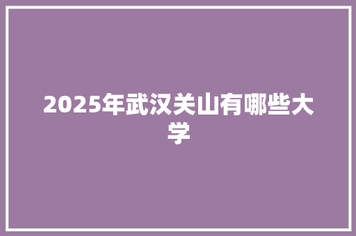 2025年武汉关山有哪些大学