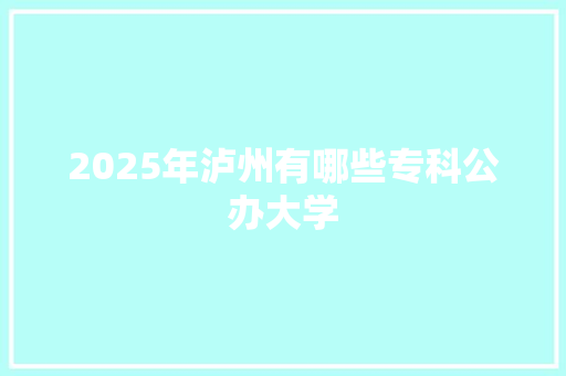 2025年泸州有哪些专科公办大学