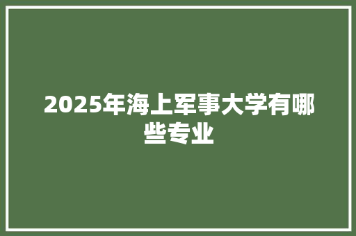 2025年海上军事大学有哪些专业