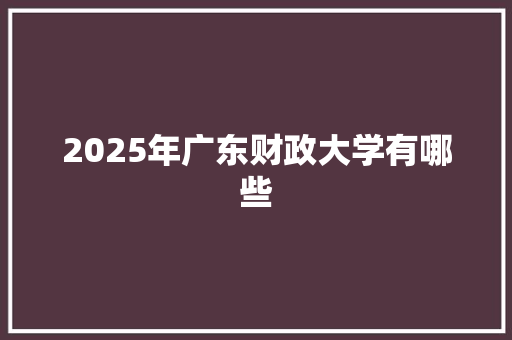 2025年广东财政大学有哪些