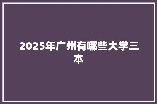 2025年广州有哪些大学三本 商业计划书范文