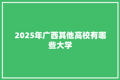 2025年广西其他高校有哪些大学
