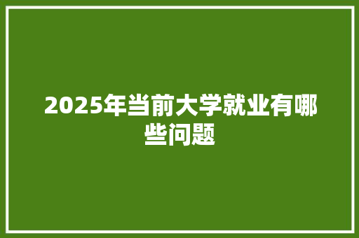 2025年当前大学就业有哪些问题